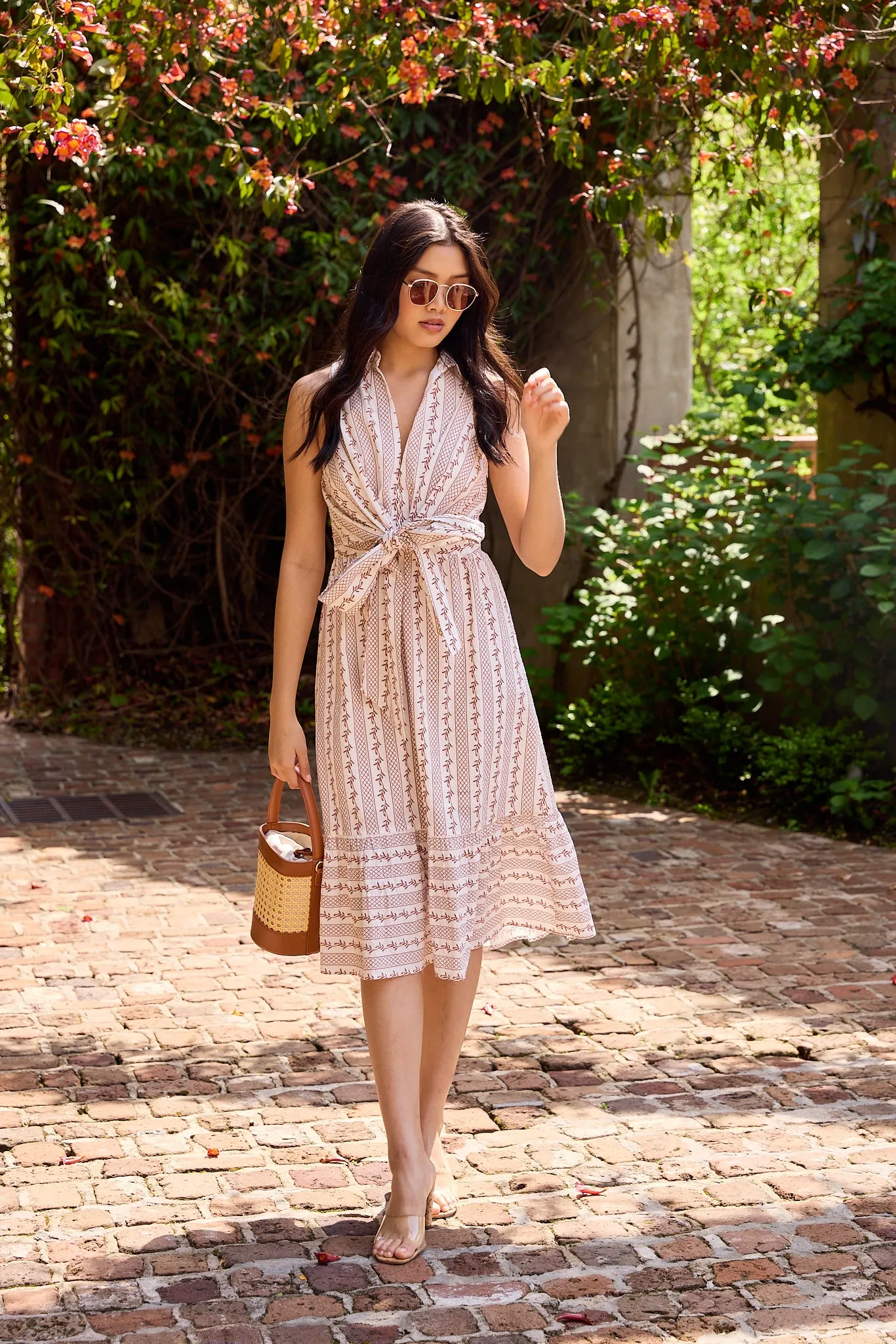 Dillon Tie Front Midi Dress sold by fab'rik