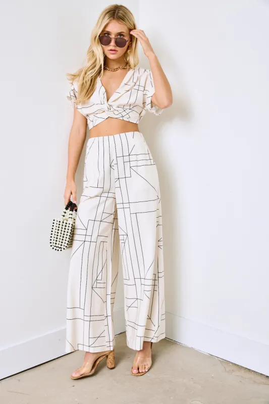 SALE - Julien Multi Grid Pattern Wide Leg Pants sold by fab'rik