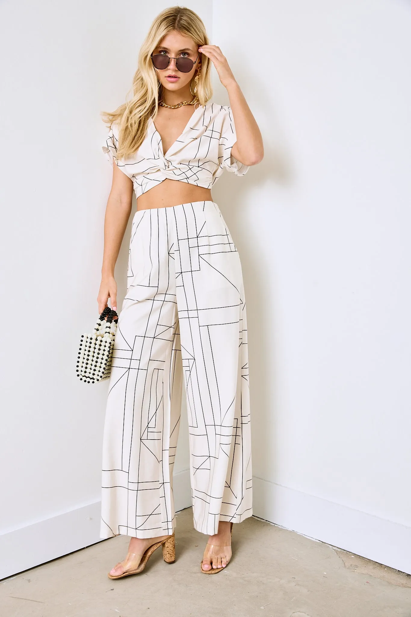 SALE - Julien Multi Grid Pattern Wide Leg Pants sold by fab'rik