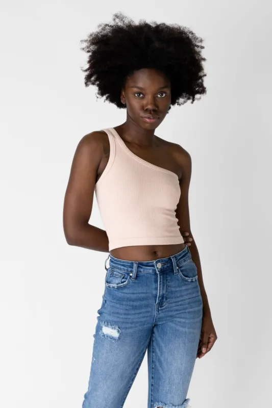 Cleo One Shoulder Cropped Tank sold by fab'rik