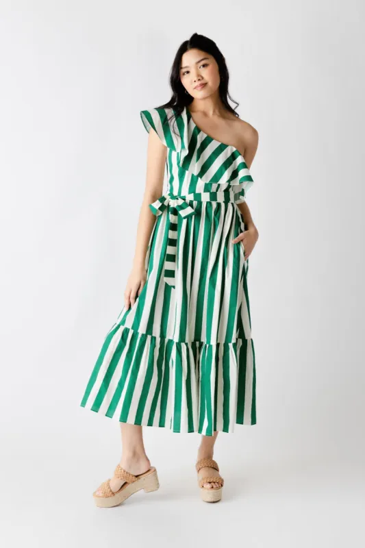 Shaya Striped One Shoulder Maxi Dress sold by fab'rik