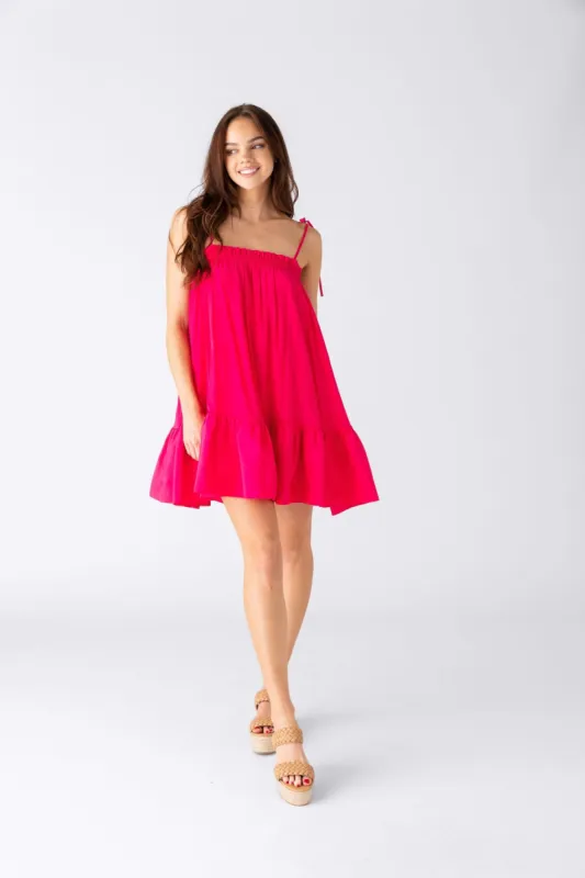 Alma Tie Strap Ruffled Hem Dress sold by fab'rik