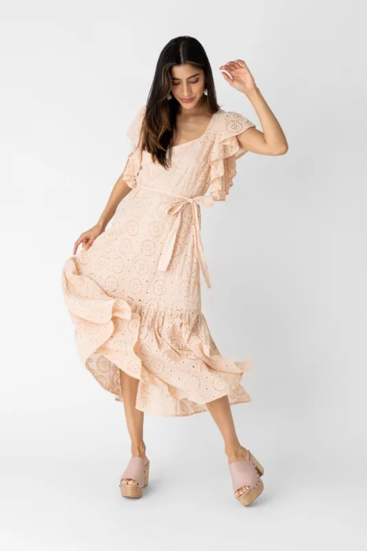 SALE - Bianca Eyelet Ruffle Sleeve Maxi Dress sold by fab'rik