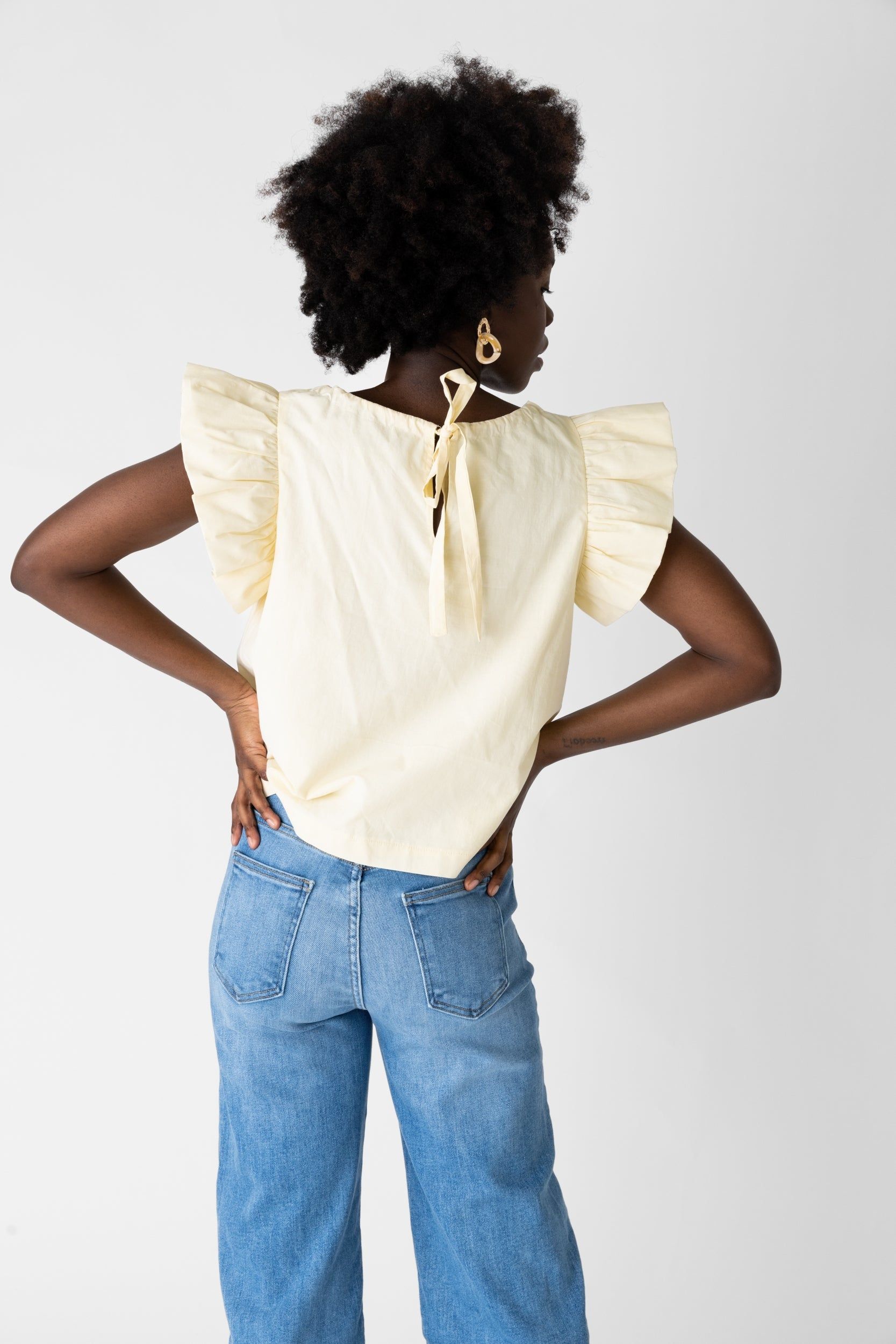 Willow Tie Back Flutter Sleeve Blouse sold by fab'rik product image thumbnail 3