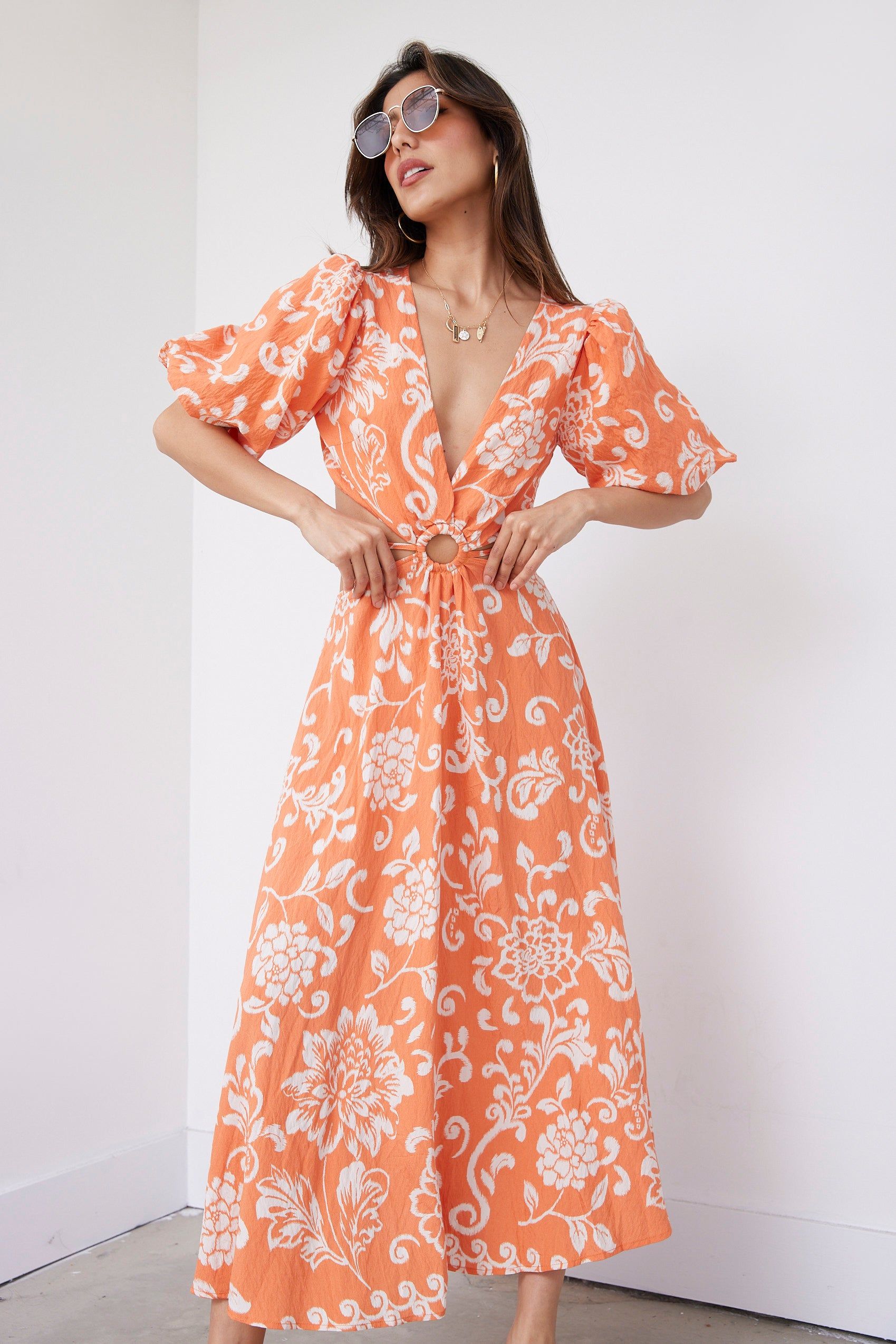 Rory Cut Out Detail Midi Dress sold by fab'rik