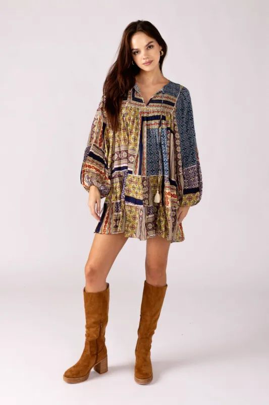 Sally Abstract Print Mini Dress sold by fab'rik