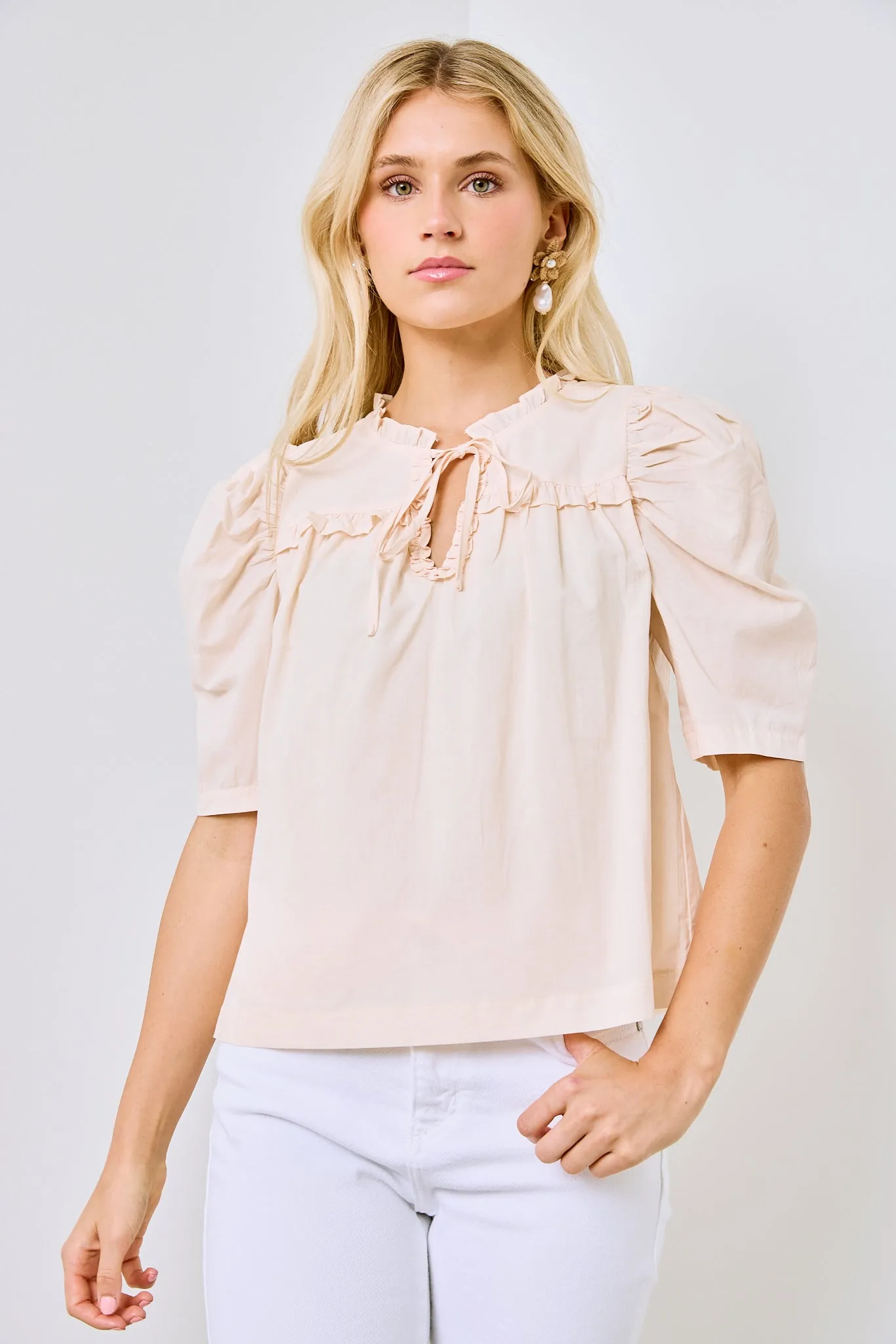 SALE - Courtney Ruffled Puff Sleeve Top sold by fab'rik