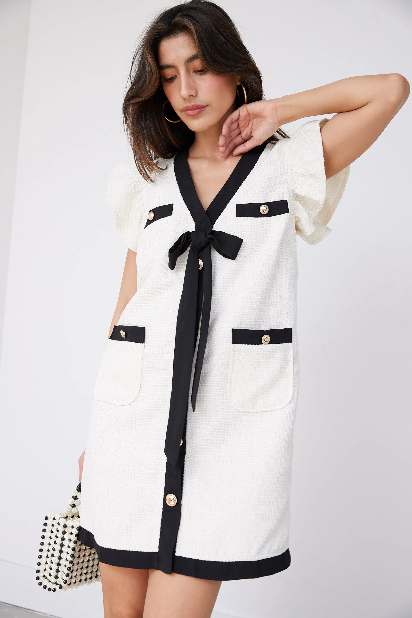 SALE - Copeland Ribbon Detailed Tweed Mini Dress sold by fab'rik