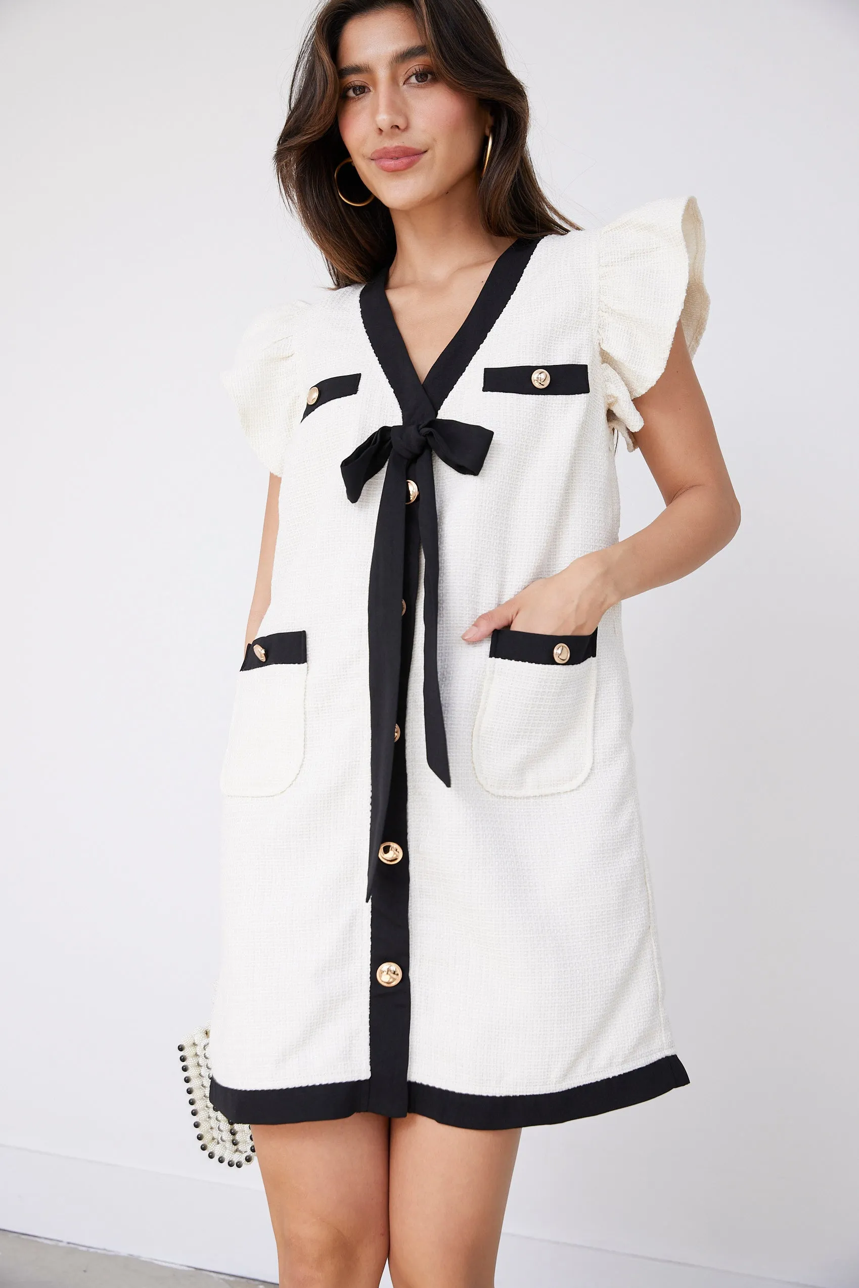 SALE - Copeland Ribbon Detailed Tweed Mini Dress sold by fab'rik product image thumbnail 2