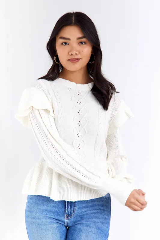 SALE - Marlowe Cable Knit Peplum Sweater sold by fab'rik