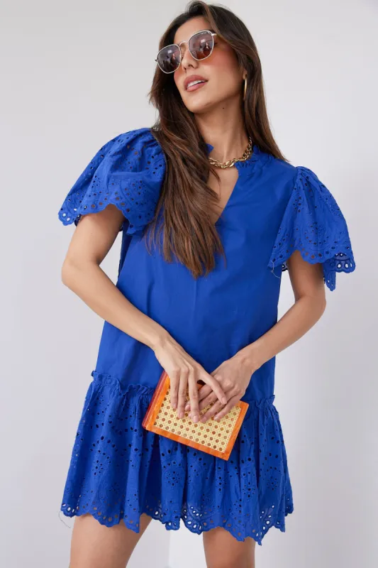 SALE - Maria Eyelet Detail Mini Dress sold by fab'rik
