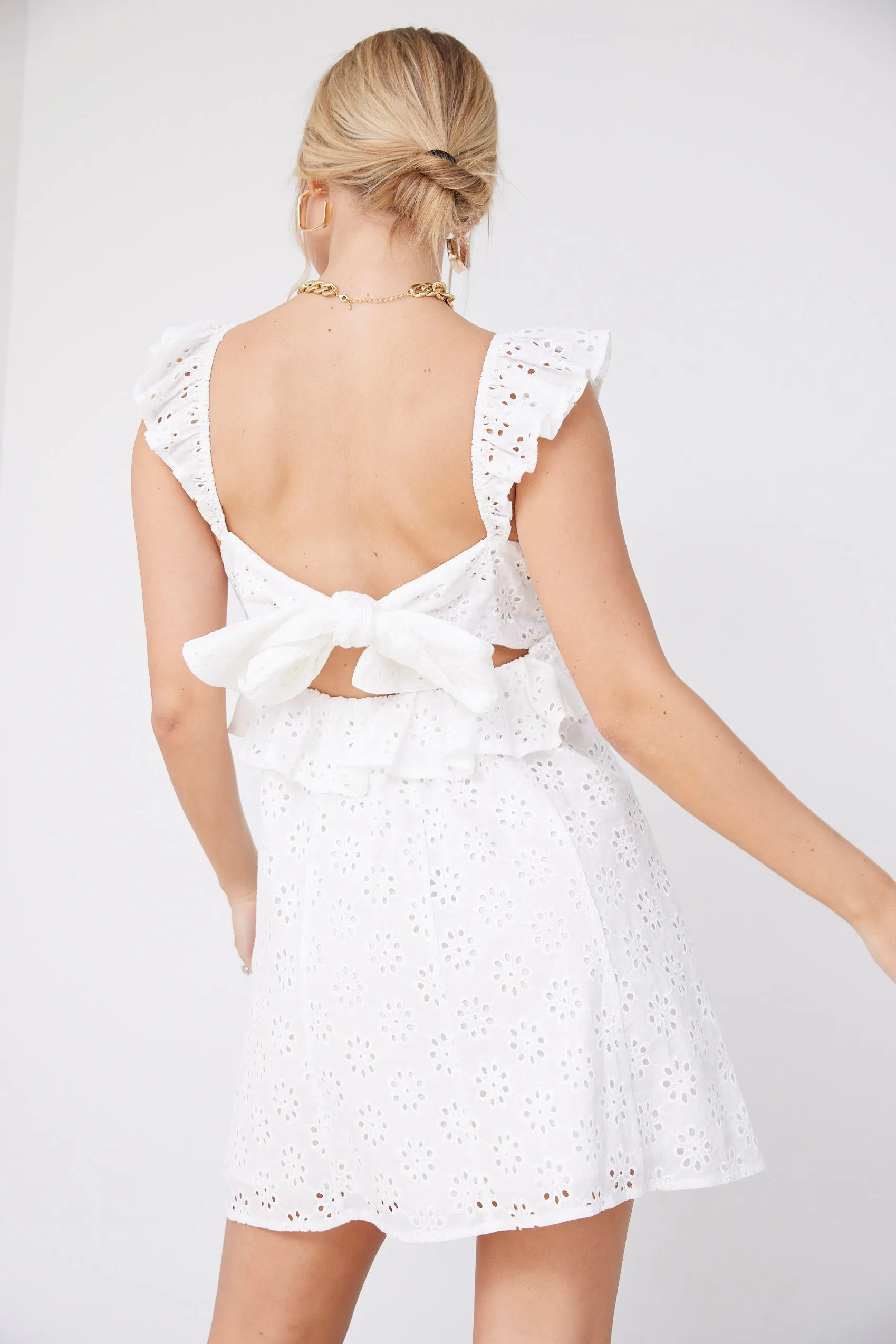 Jesse Ruffled Eyelet Mini Dress sold by fab'rik product image thumbnail 3