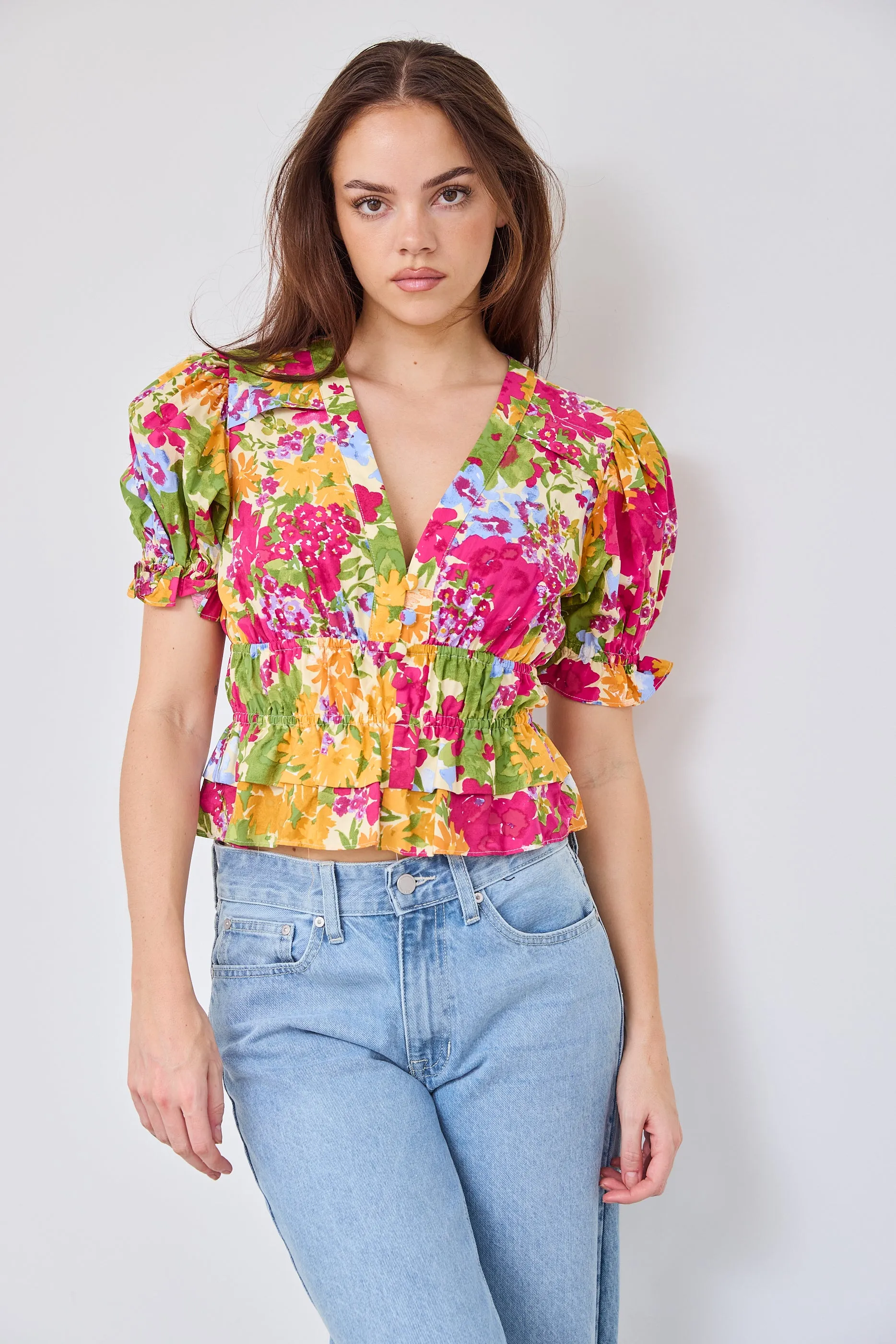 SALE - Chase Short Sleeve V Neck Top sold by fab'rik
