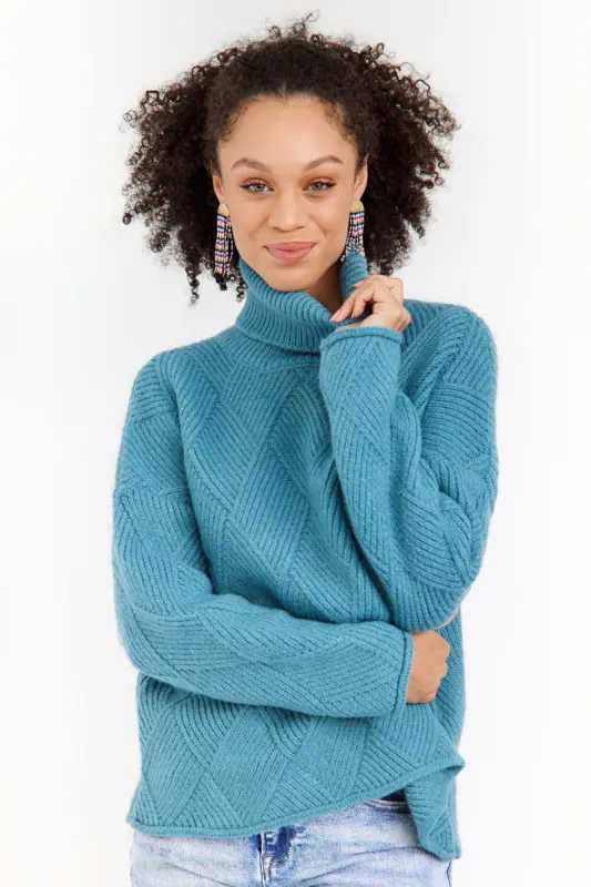 SALE - Florence Textured Turtleneck Sweater sold by fab'rik