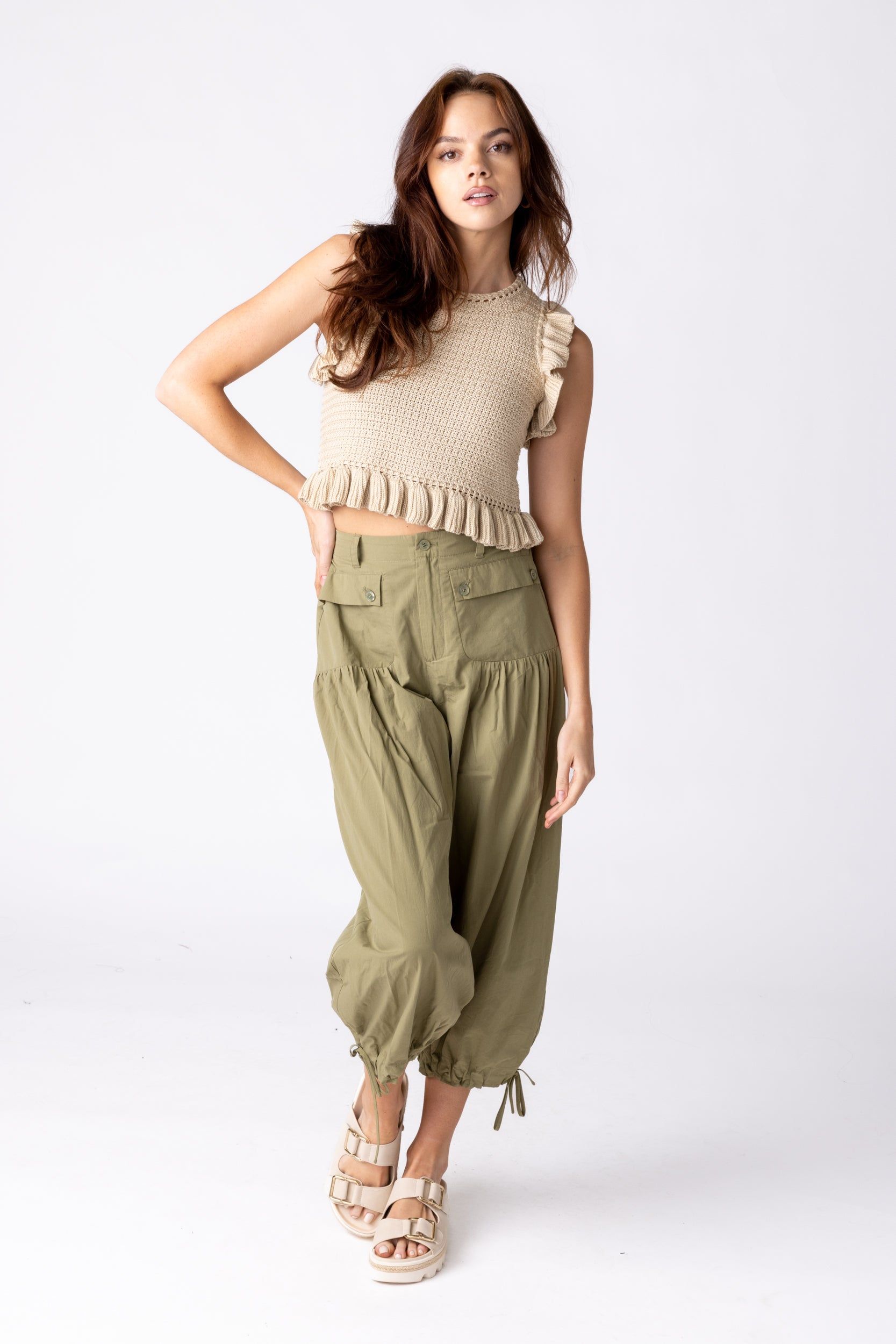 SALE - Lenny Ruffled Crochet Knit Top sold by fab'rik product image thumbnail 2