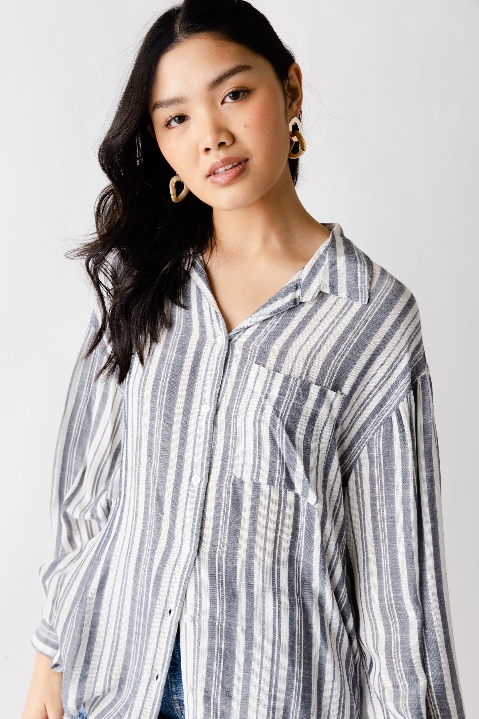 SALE - Sallie Striped Button Front Blouse sold by fab'rik product image thumbnail 3
