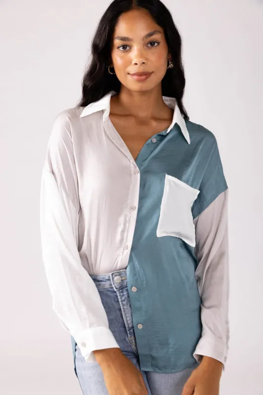 SALE - Alivia Colorblock Button Down Top sold by fab'rik