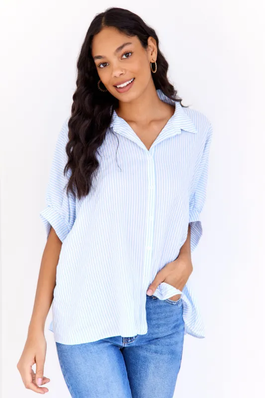 Celeste Boxy Striped Button Down sold by fab'rik