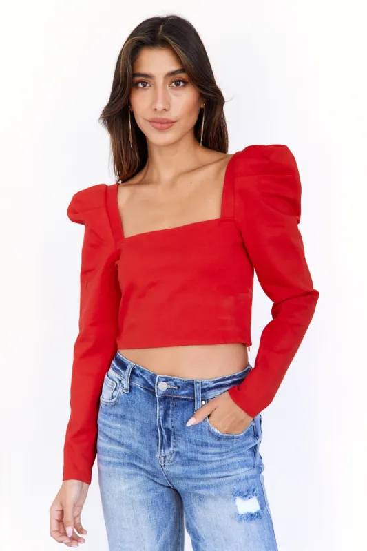 SALE - Kaylini Puff Sleeve Crop Top sold by fab'rik