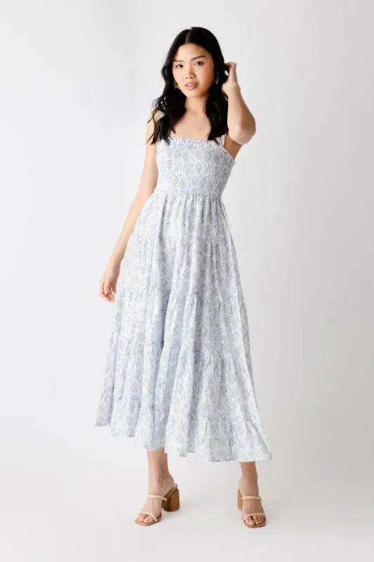 Sylvia Smocked Floral Midi Dress sold by fab'rik