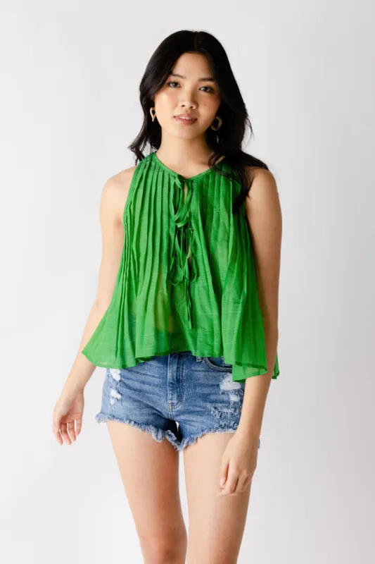 Belle Tie Front Pleated Top sold by fab'rik