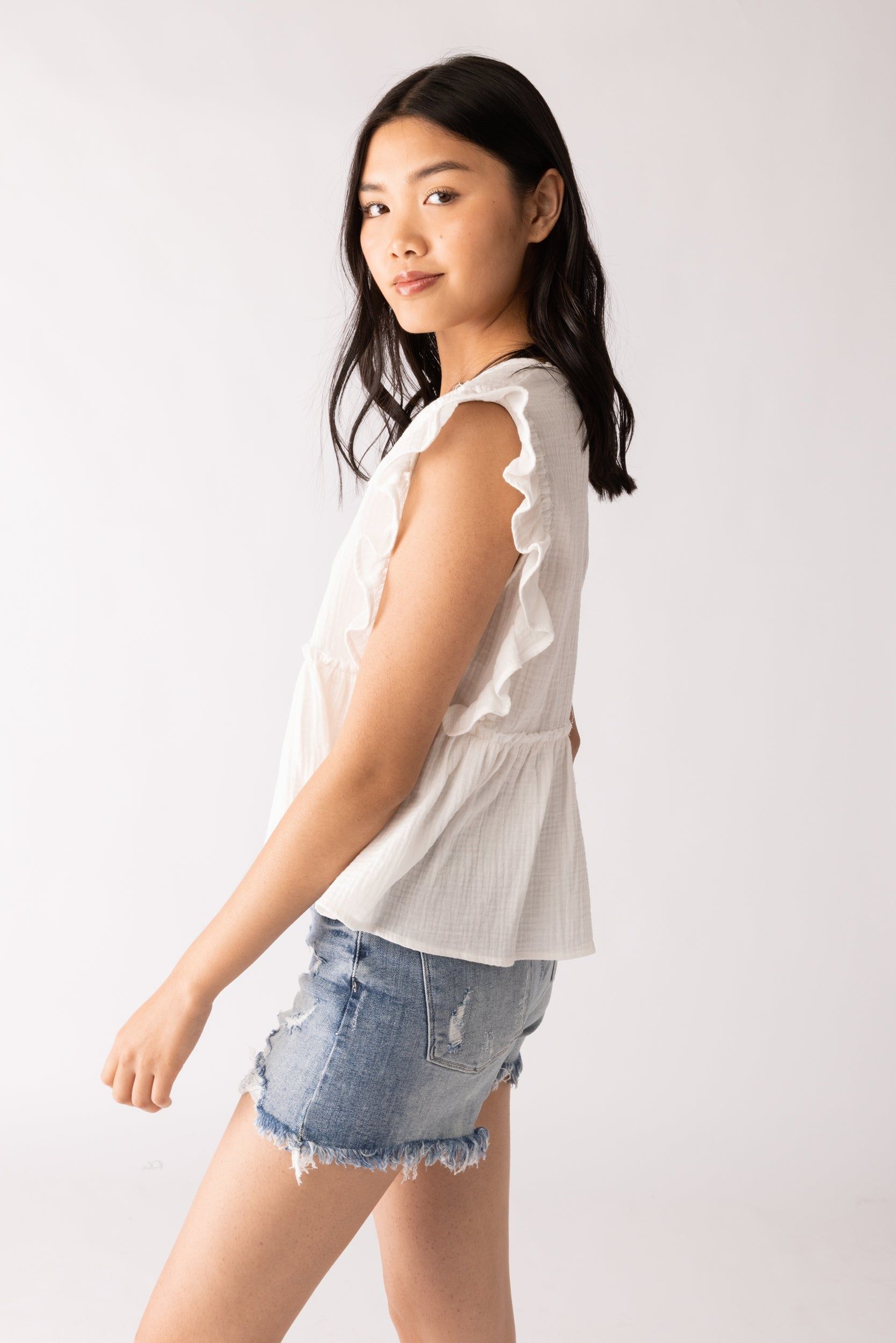 SALE - Mina Gauze Ruffle Sleeve Blouse sold by fab'rik product image thumbnail 4