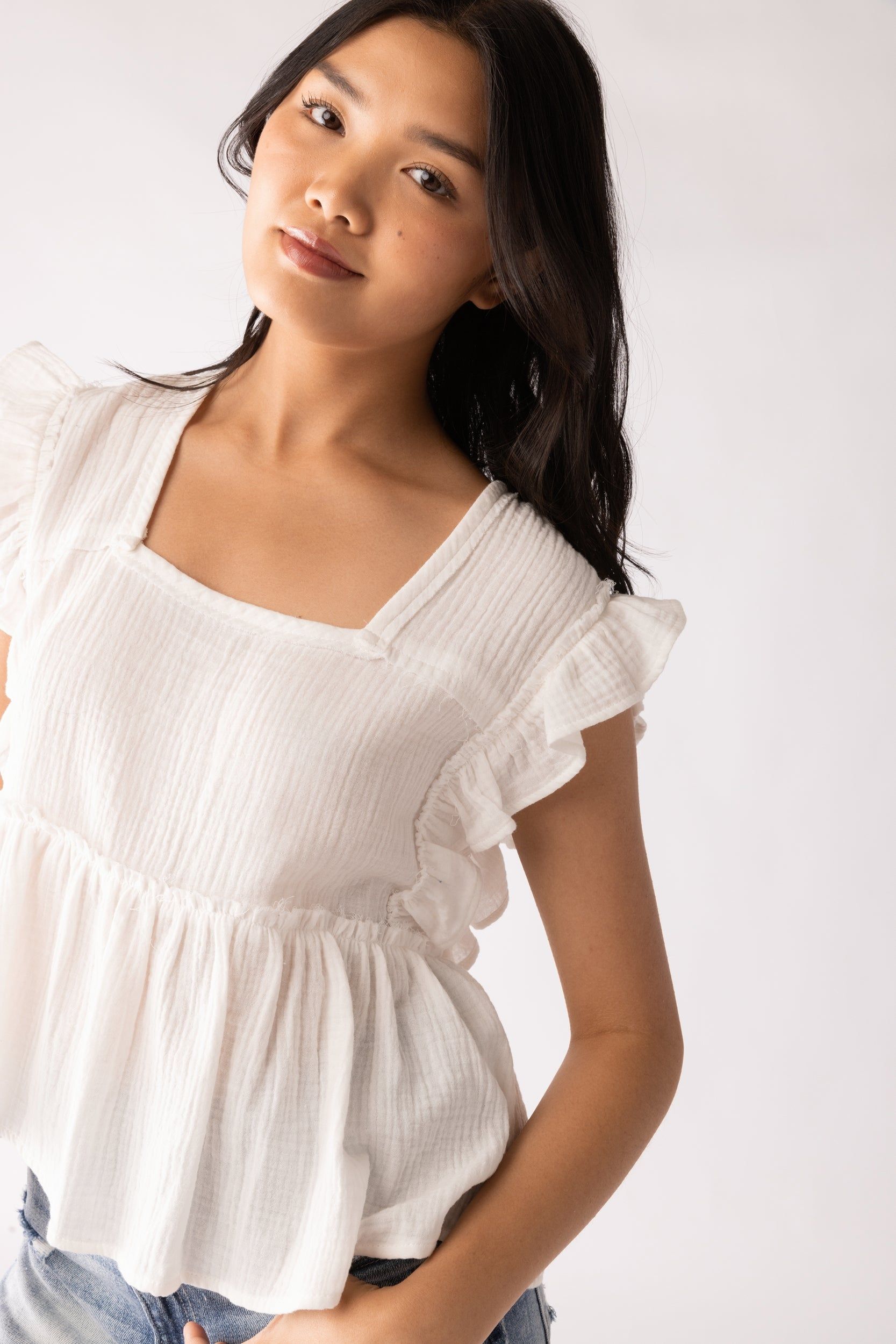 SALE - Mina Gauze Ruffle Sleeve Blouse sold by fab'rik