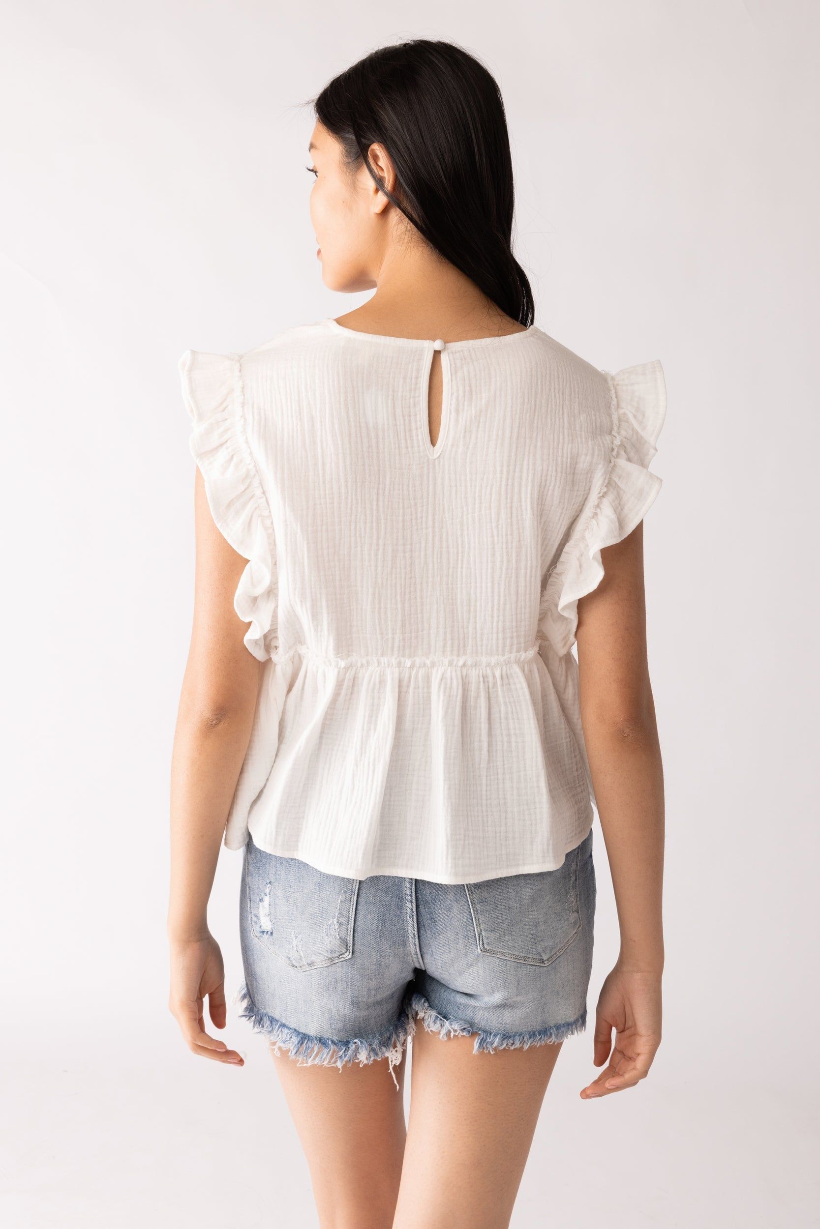 SALE - Mina Gauze Ruffle Sleeve Blouse sold by fab'rik product image thumbnail 3