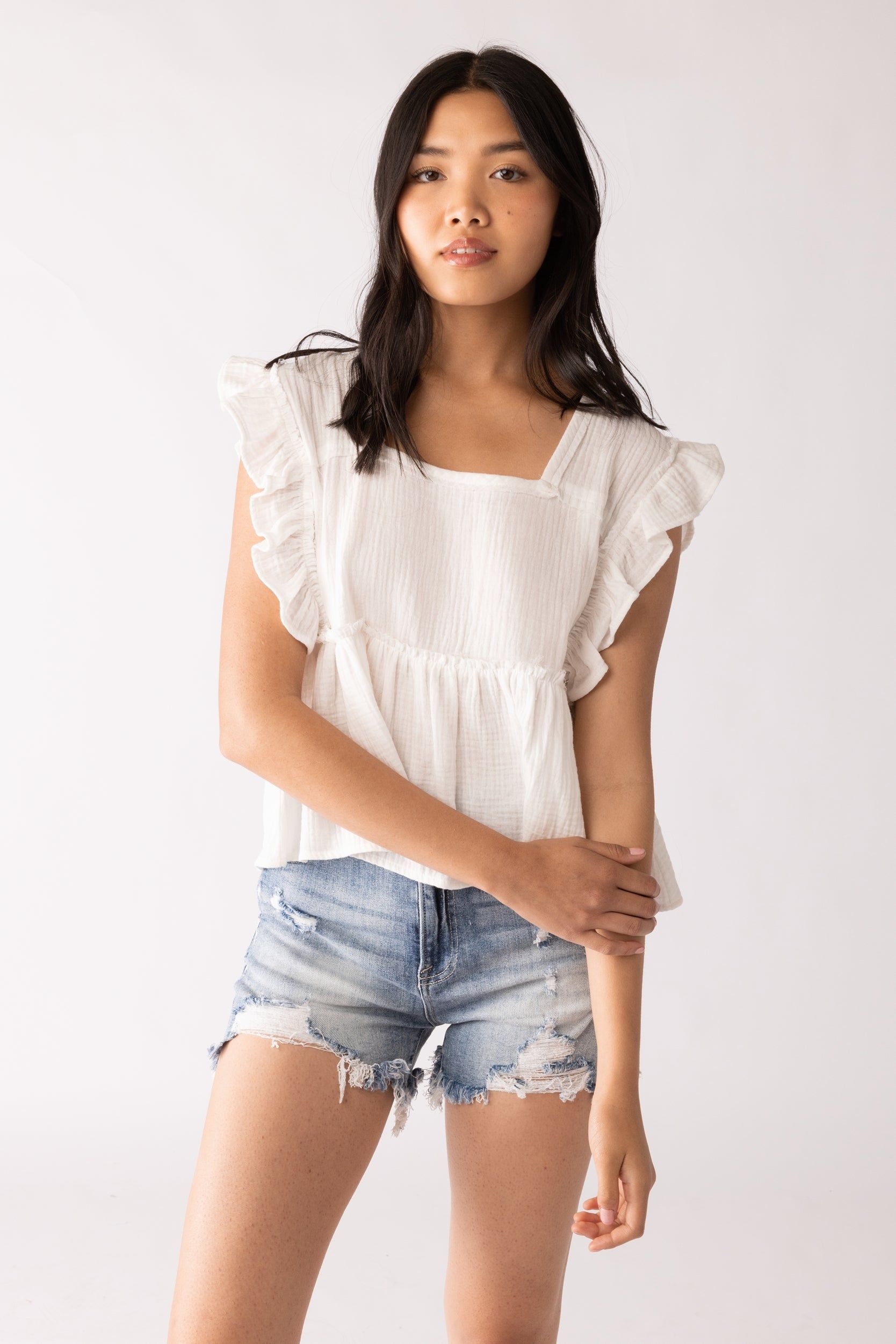SALE - Mina Gauze Ruffle Sleeve Blouse sold by fab'rik product image thumbnail 2