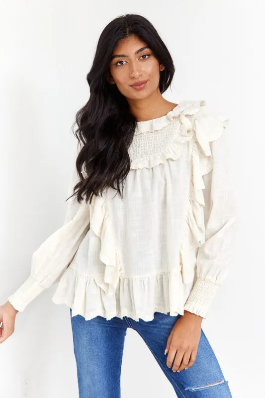 SALE - Bowie Ruffled Long Sleeve Top sold by fab'rik