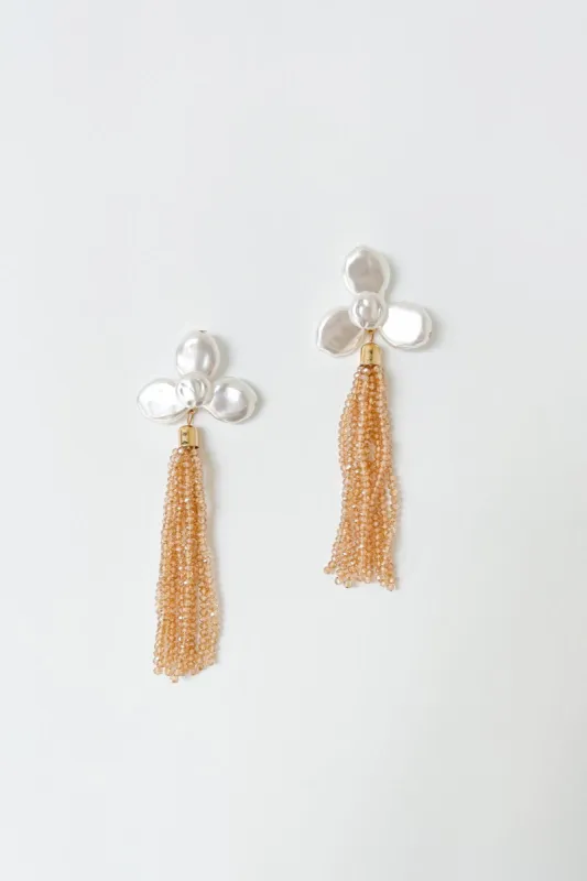 SALE - Sandra Flower Bead Tassel Earring sold by fab'rik
