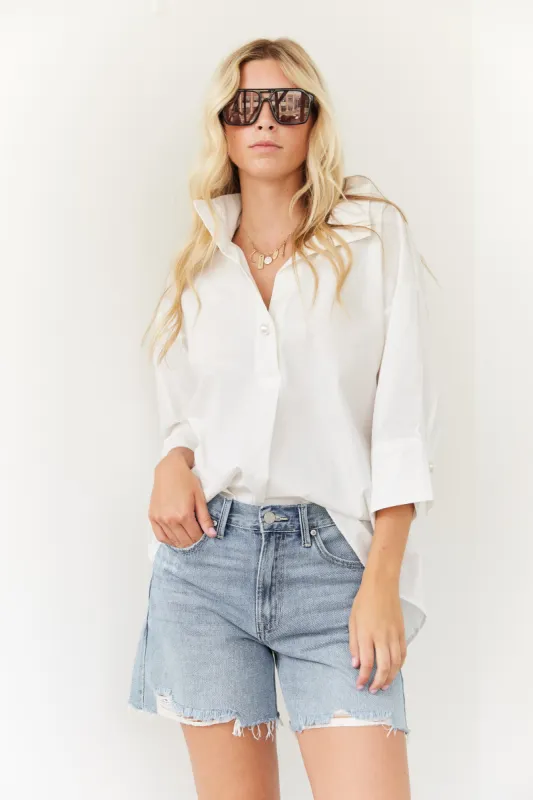 SALE - Meza Quarter Sleeve Button Front Top sold by fab'rik