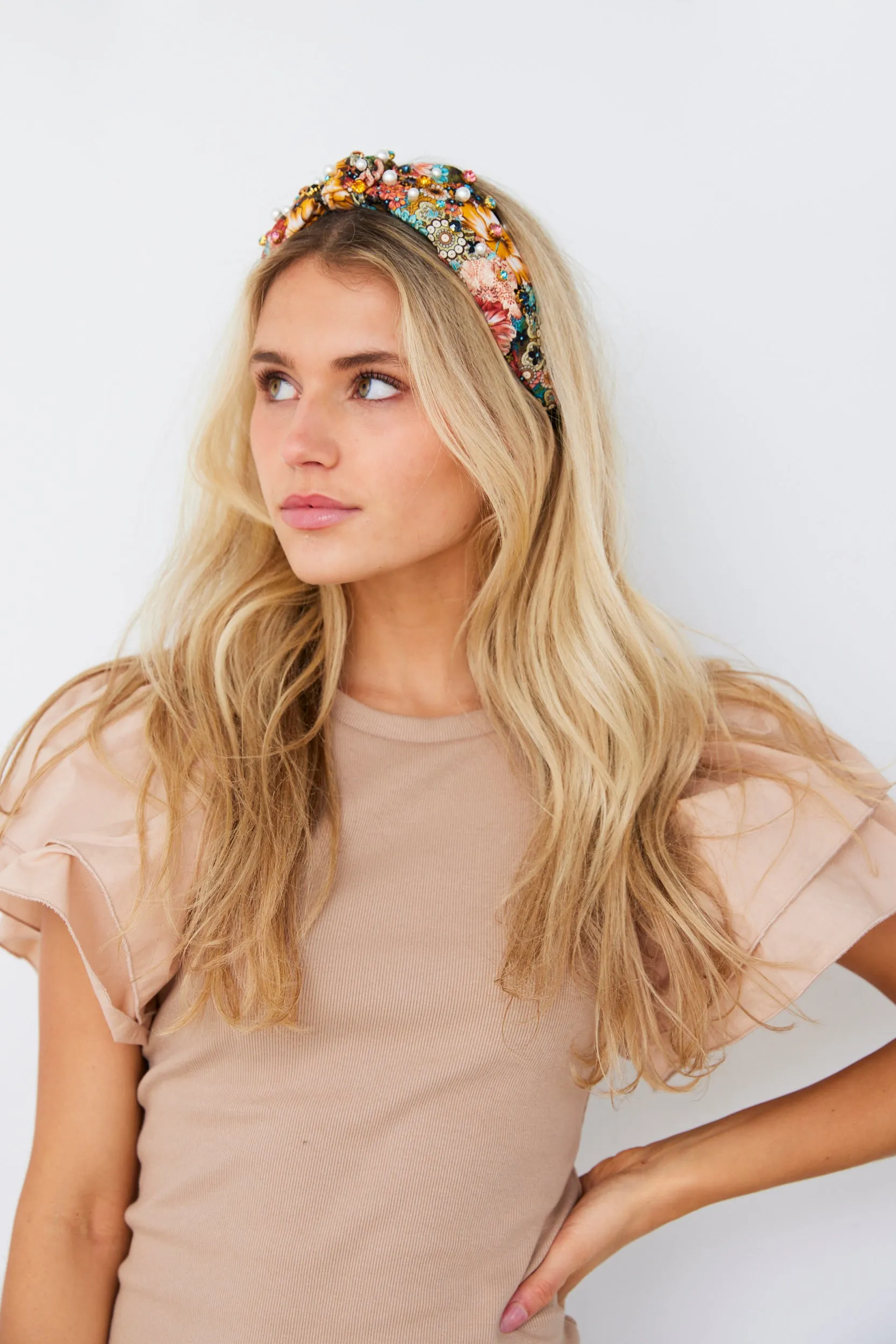 Larissa Printed Flower Pattern Knot Headband sold by fab'rik