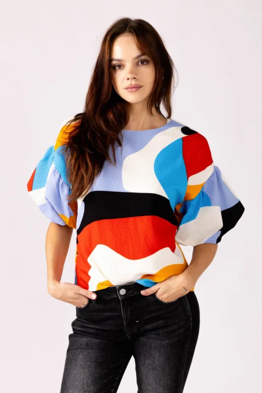 SALE - Tahlia Abstract Print Top sold by fab'rik