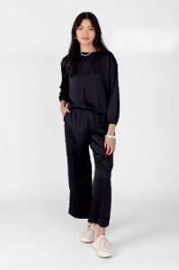 Lila Satin Loose Fit Pants sold by fab'rik