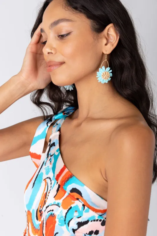 Valentina Raffia Flower Dangle Earring sold by fab'rik