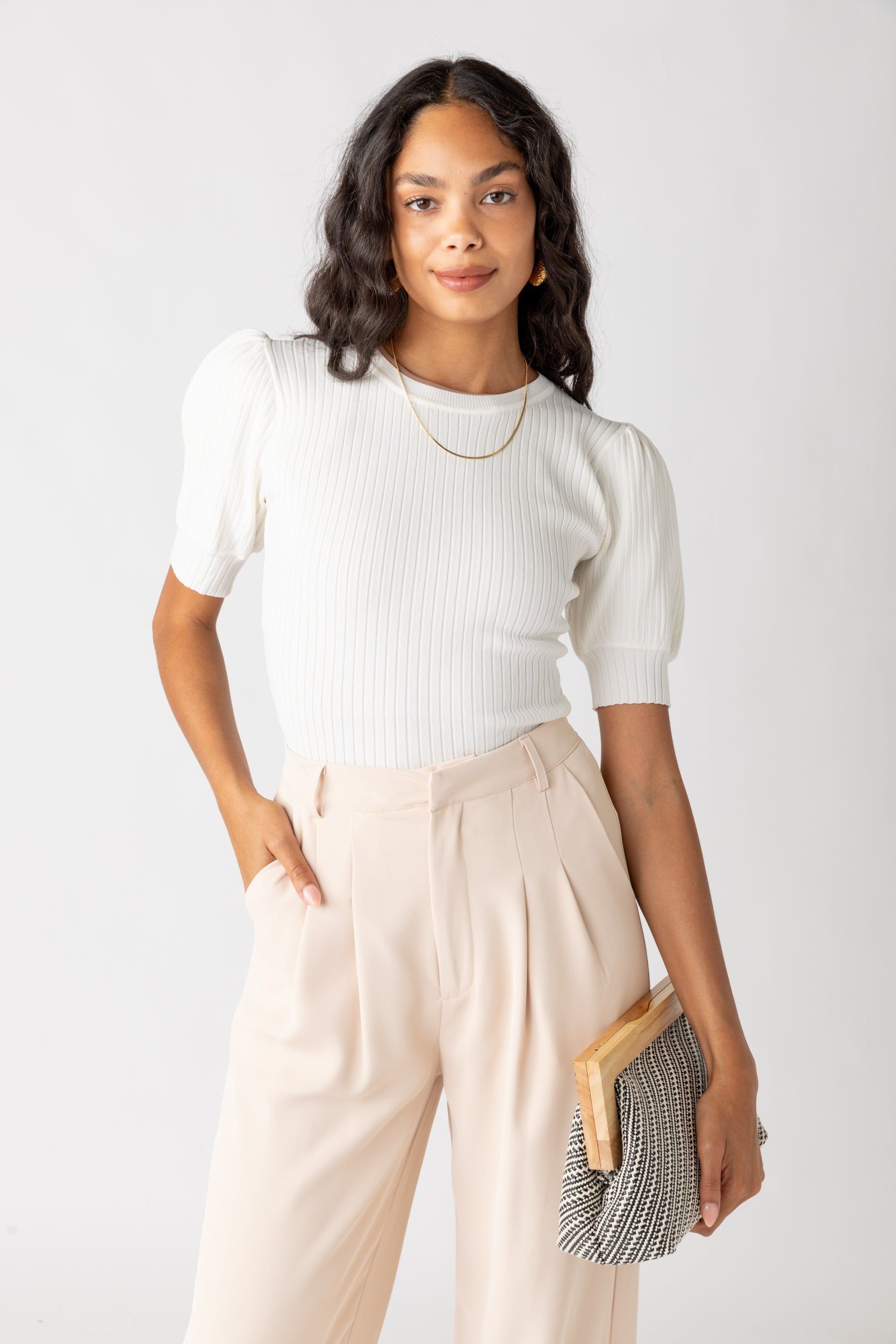 SALE - Mariah Ribbed Puff Sleeve Bodysuit sold by fab'rik