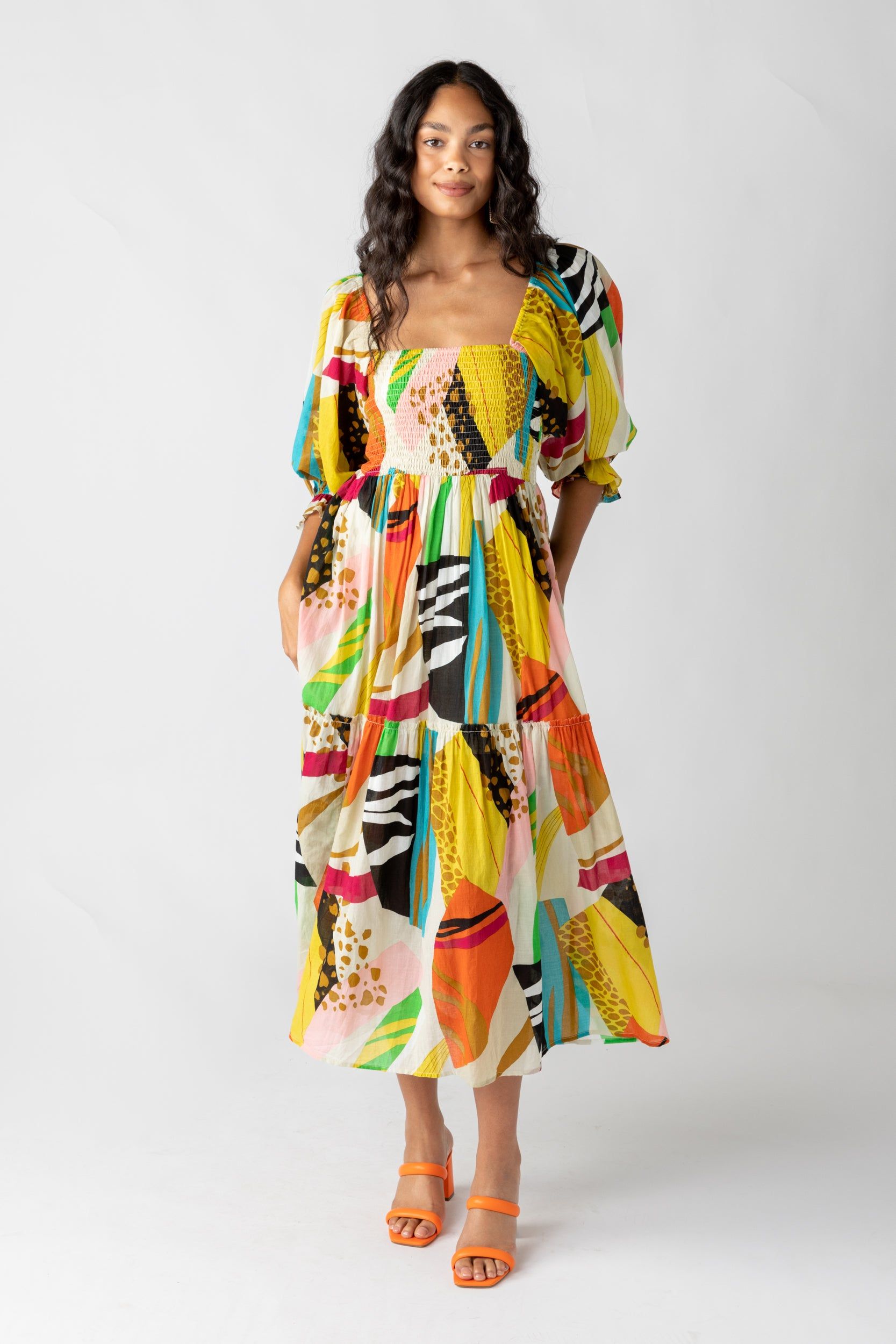Deanna Abstract Printed Maxi Dress sold by fab'rik