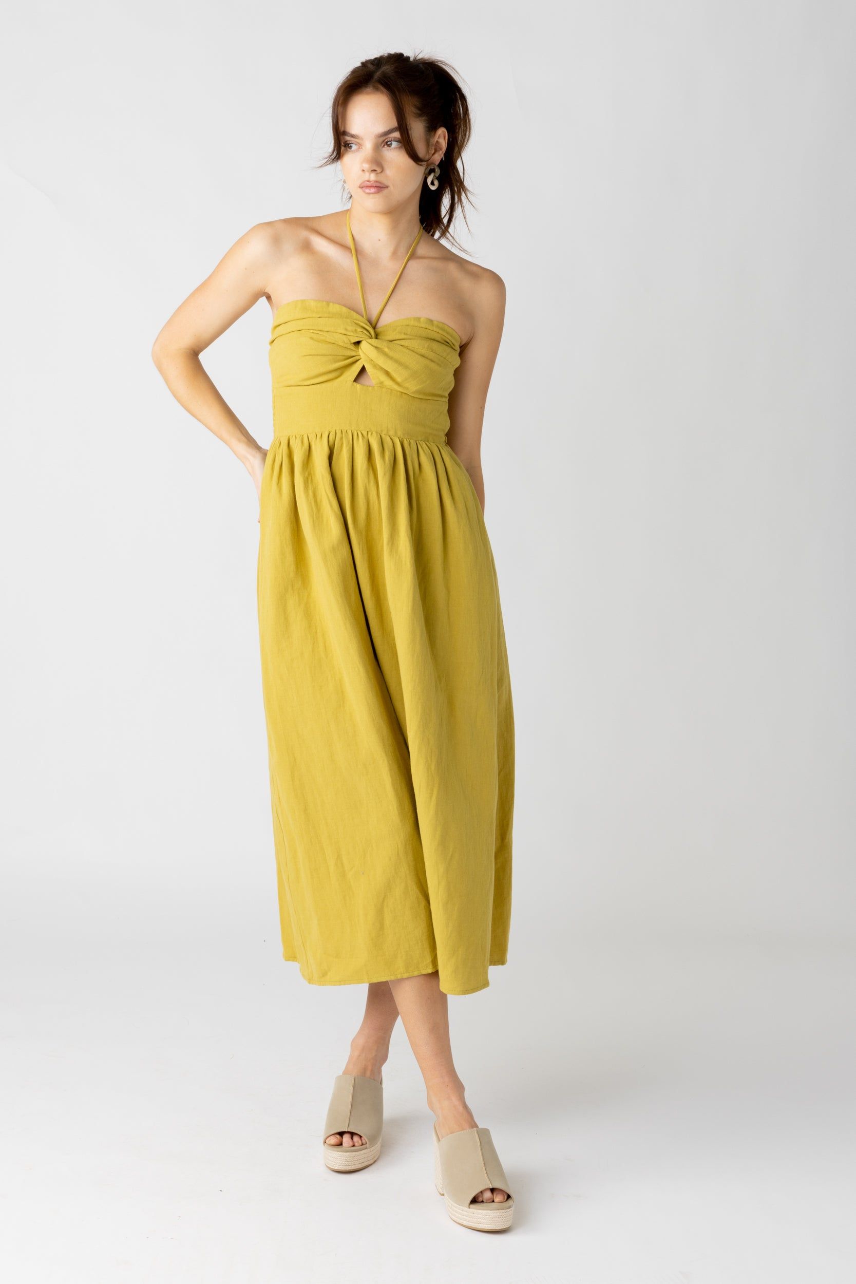 Lucy Halter Twist Front Midi Dress sold by fab'rik