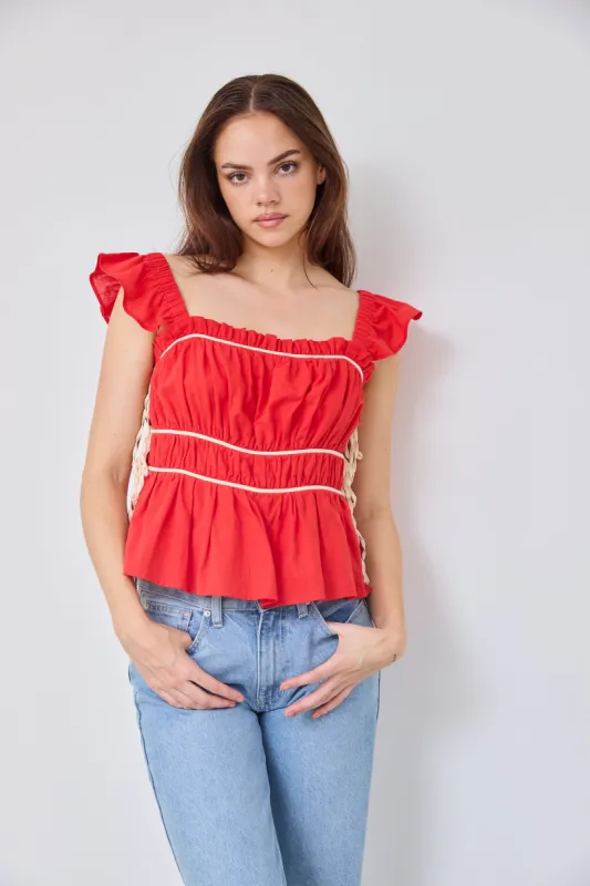 SALE - Kennedy Ruffled Sleeve Peplum Top sold by fab'rik
