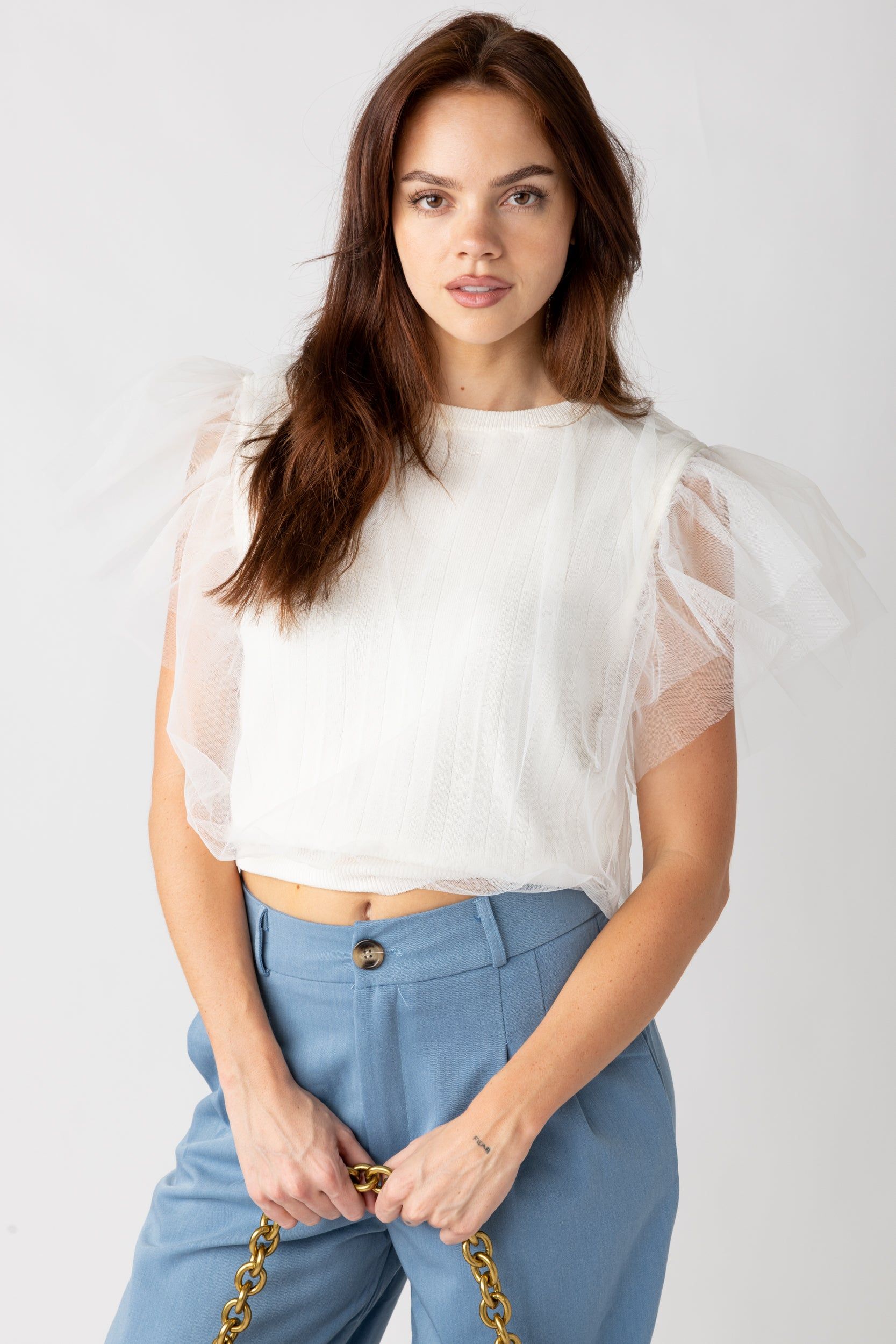 Aly Tulle Overlay Top sold by fab'rik