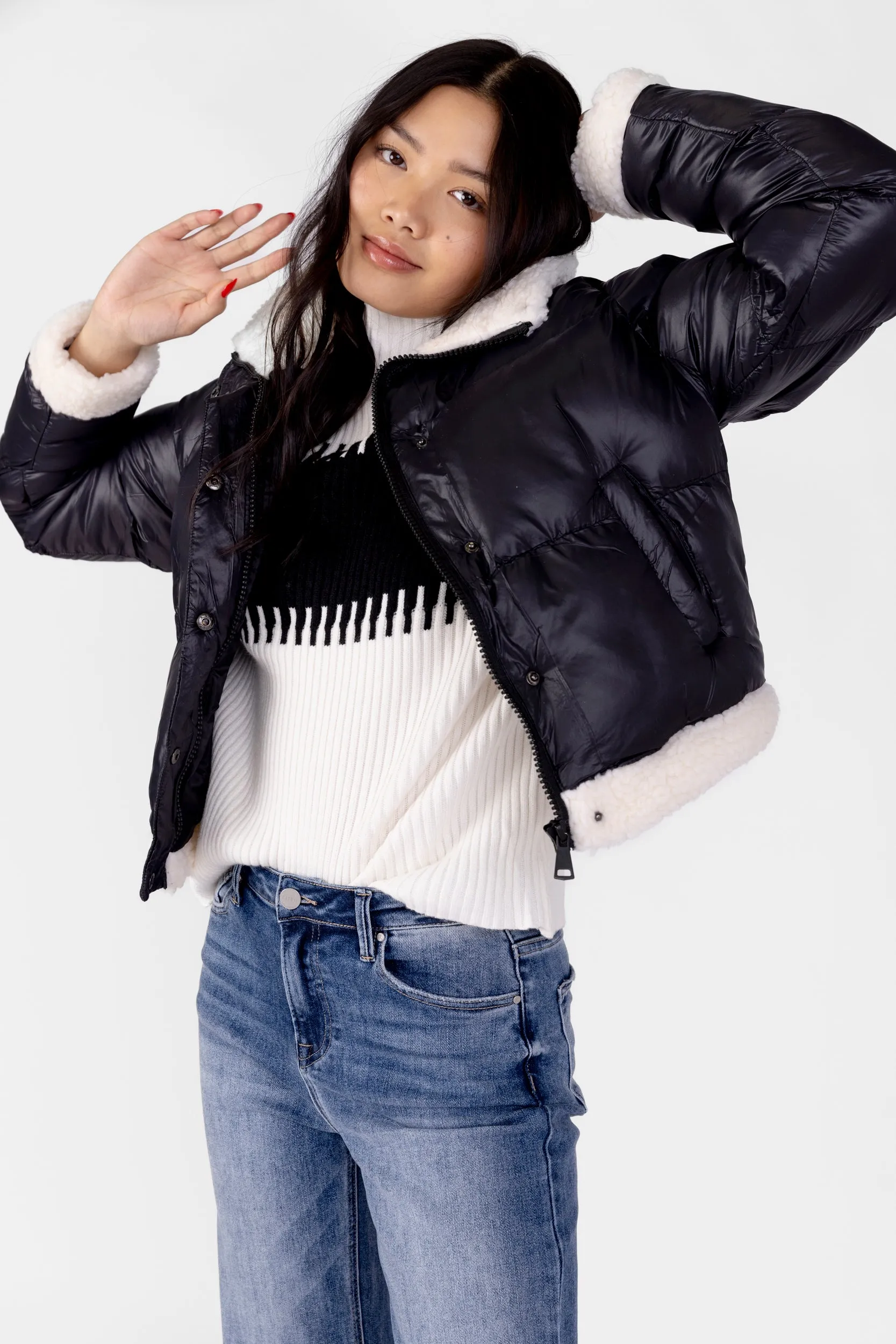 SALE - Jessi Sherpa Trimmed Puffer Jacket sold by fab'rik