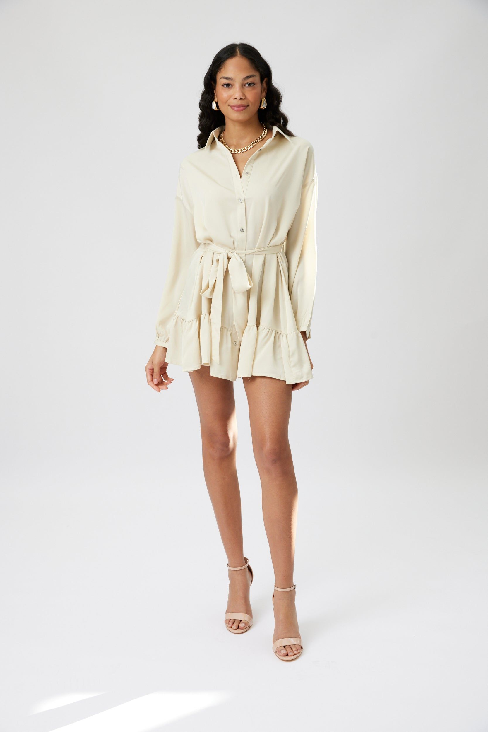 Barry Button Down Shirt Mini Dress sold by fab'rik