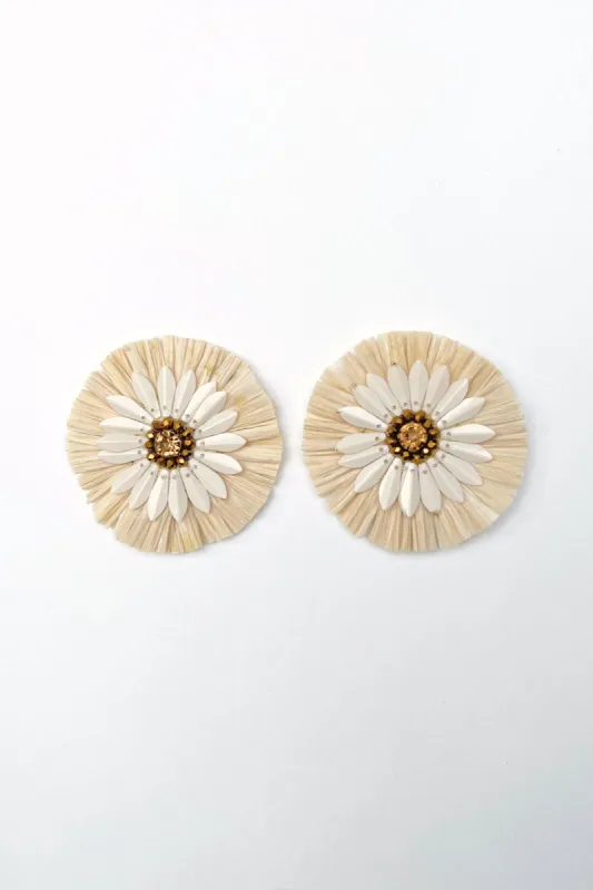 SALE - Genesis Raffia & Sequin Flower Earring sold by fab'rik
