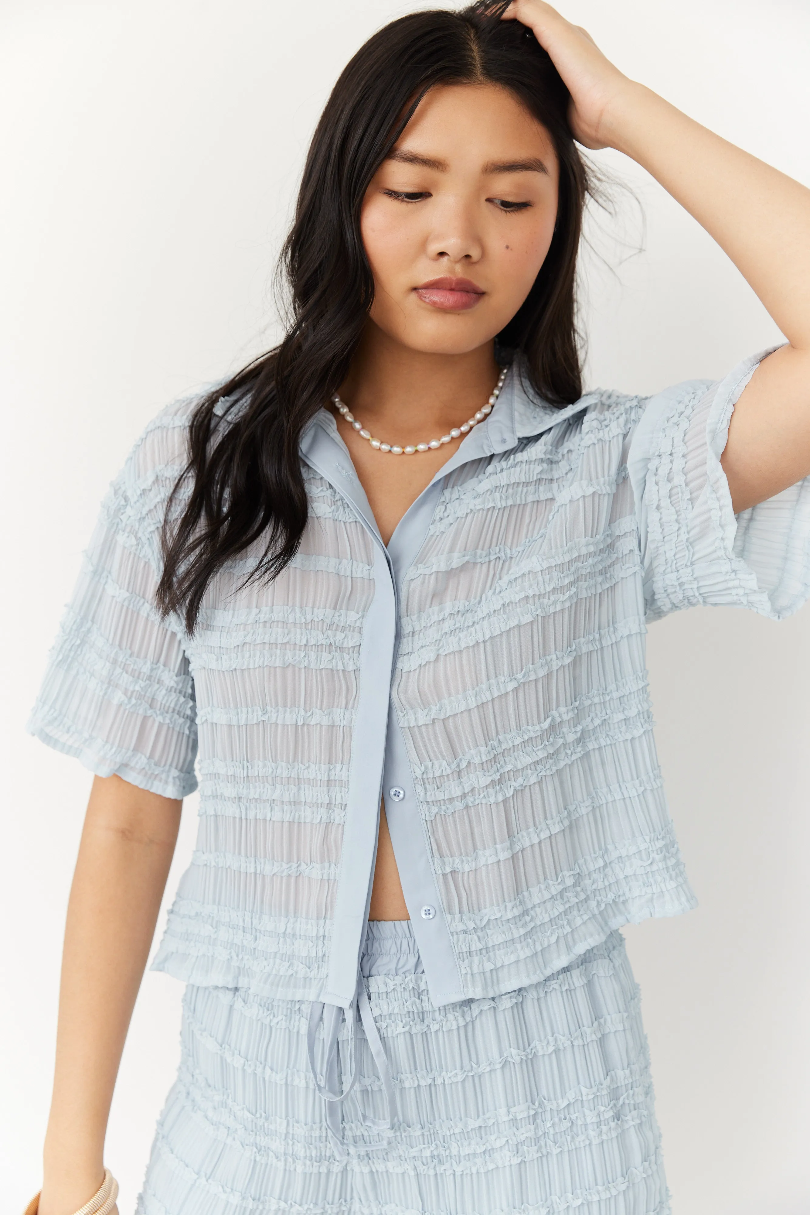 SALE - Jennie Scalloped Edge Button Front Top sold by fab'rik