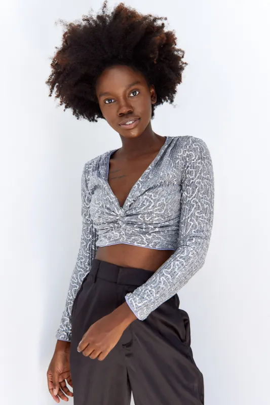 SALE - Bree Front Twist Sequin Top sold by fab'rik