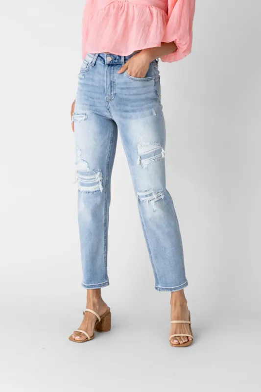 SALE - Brooklyn High Rise Distressed Straight Leg Jeans sold by fab'rik