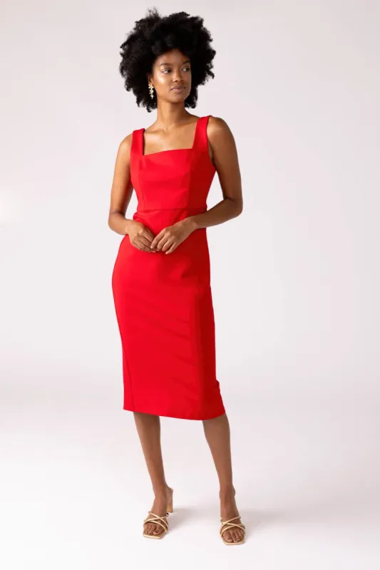 SALE - Billie Square Neck Bodycon Midi Dress sold by fab'rik