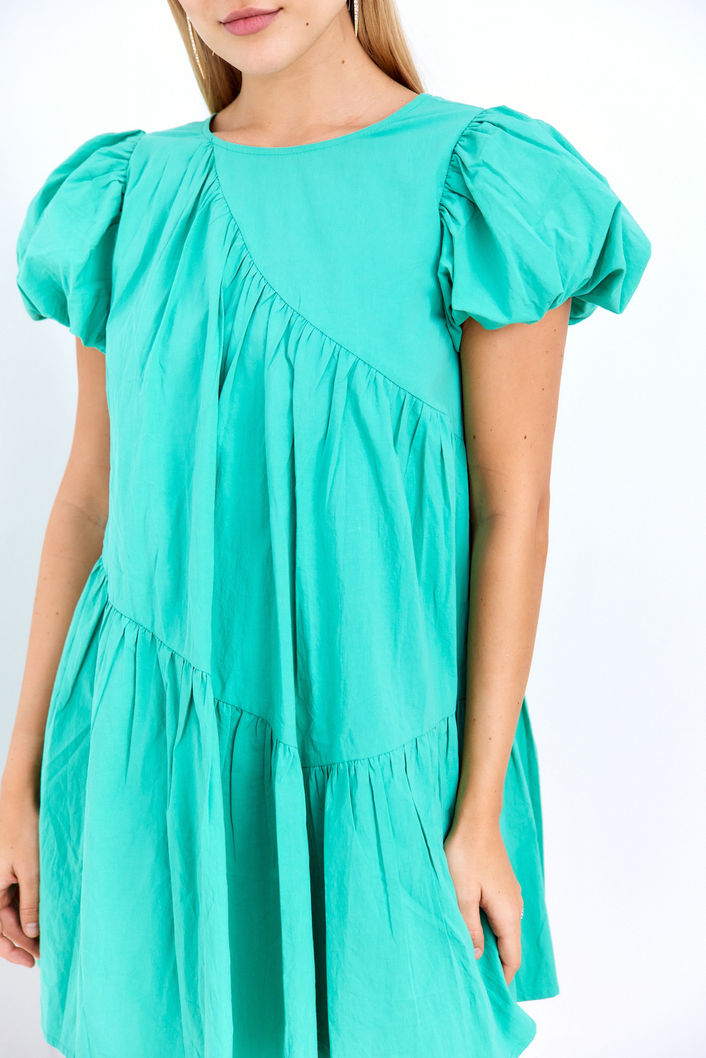 Susan Puff Sleeve Asymmetrical Seam Dress sold by fab'rik product image thumbnail 3