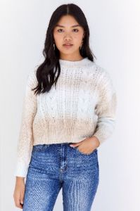 SALE - Sage Cropped Multicolor Ombre Sweater sold by fab'rik